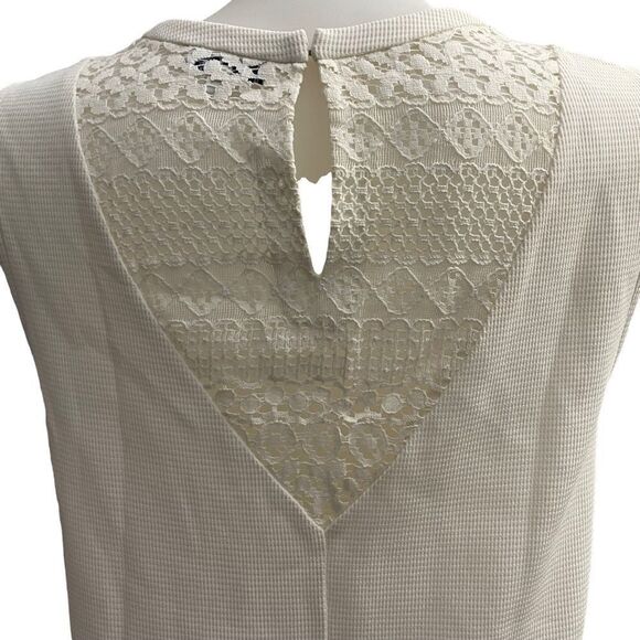 REBECCA MINKOFF IVORY SLEEVELESS SHIFT DRESS, Lace V neck details sz Medium - Picture 4 of 11